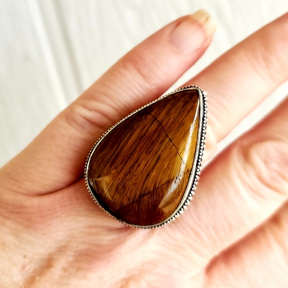 New Tiger Eye 925 Silver Statement Ring. - Picture 8 of 8